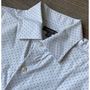 Peter Millar Summer Comfort Large White Blue Dot Button Down Long Sleeve